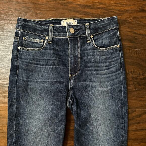 Paige dark wash Hoxton ankle raw hem skinny jeans size 25 - Picture 3 of 13